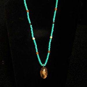 Boho unique handmade lake stone necklace - custom made - male / female